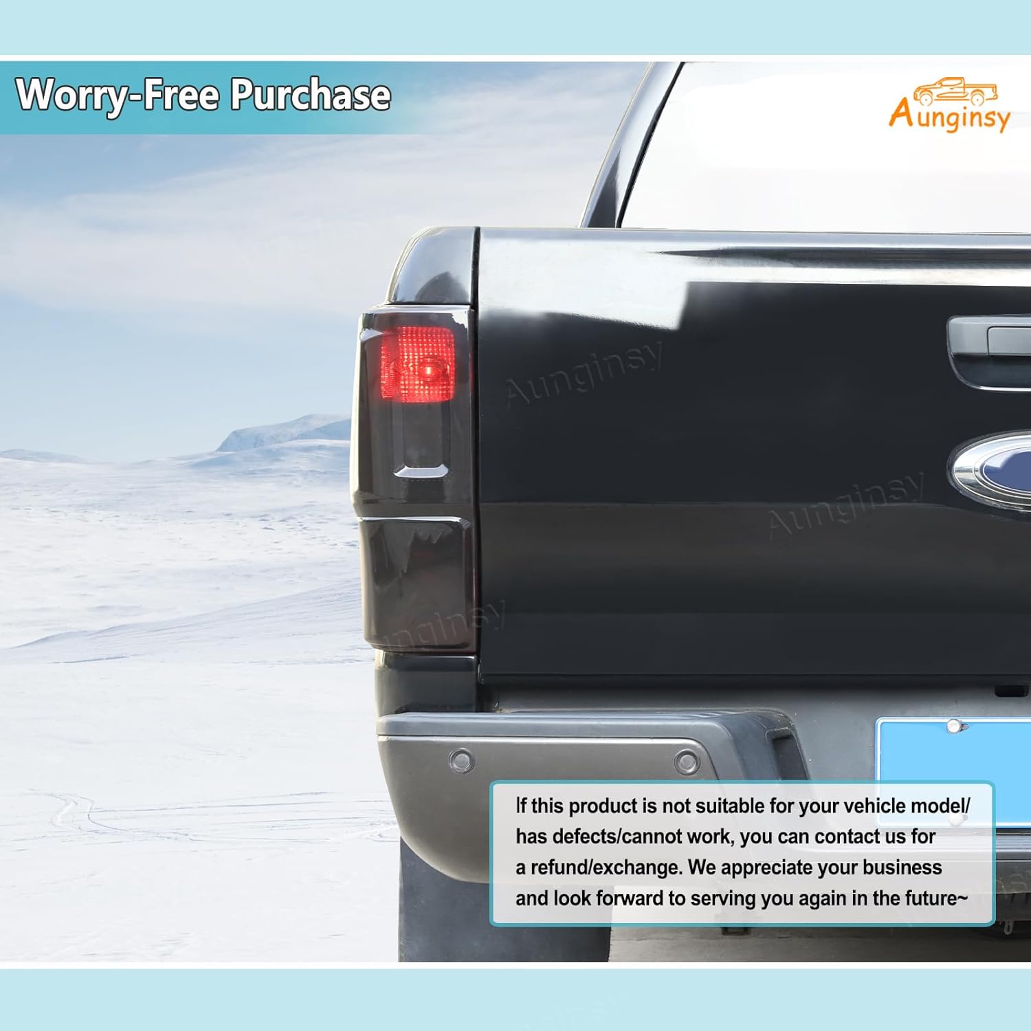 Aunginsy Tail Light Lamp Cover Trim Compatible with Ford Ranger 2015-2022 Rear Taillight Lamp Cover Shell Shade Smoked Black Frame Bezels Cover Rear Headlight Protector Cover ABS Exterior Accessories