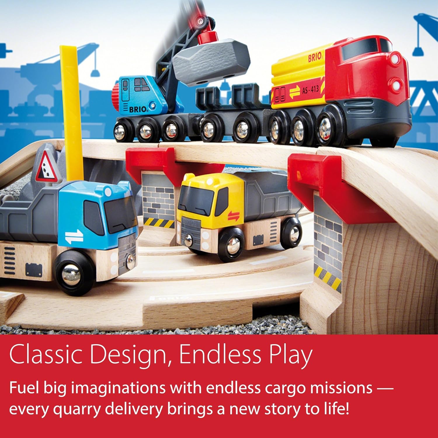 BRIO World Rail & Road Loading Set - 32-Piece FSC-Certified Wood Train Set & Accessories - Special Crane Car, Flatbed, Tracks, & More - Works with All Wooden Railway Sets - Fun Play for Ages 3+