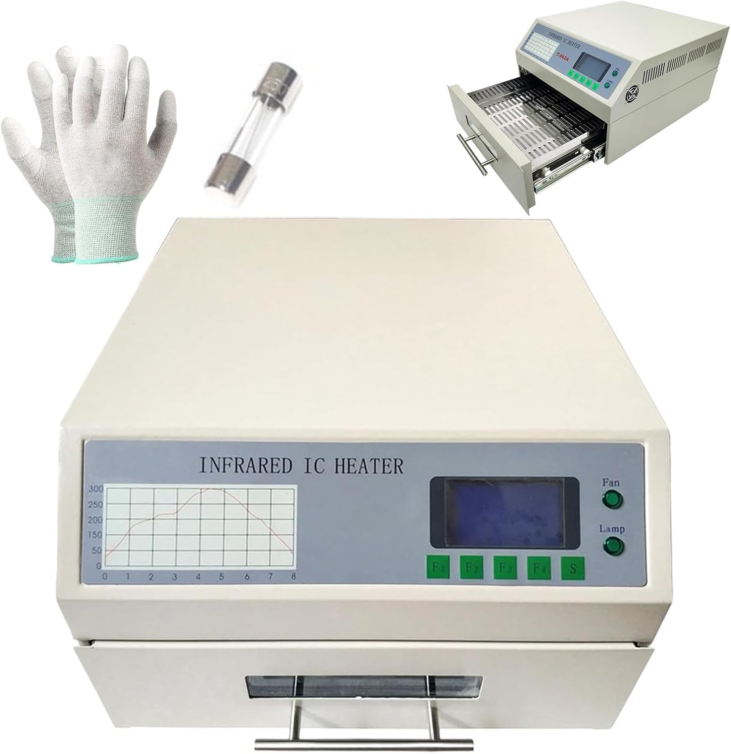 1500w Soldering Station Welding Machine Infrared Heater,Reflow Oven,with A Pair of Gloves,11.8x12.6 Inch Soldering,8 Temperature Options,for R&D and Small Batch Production