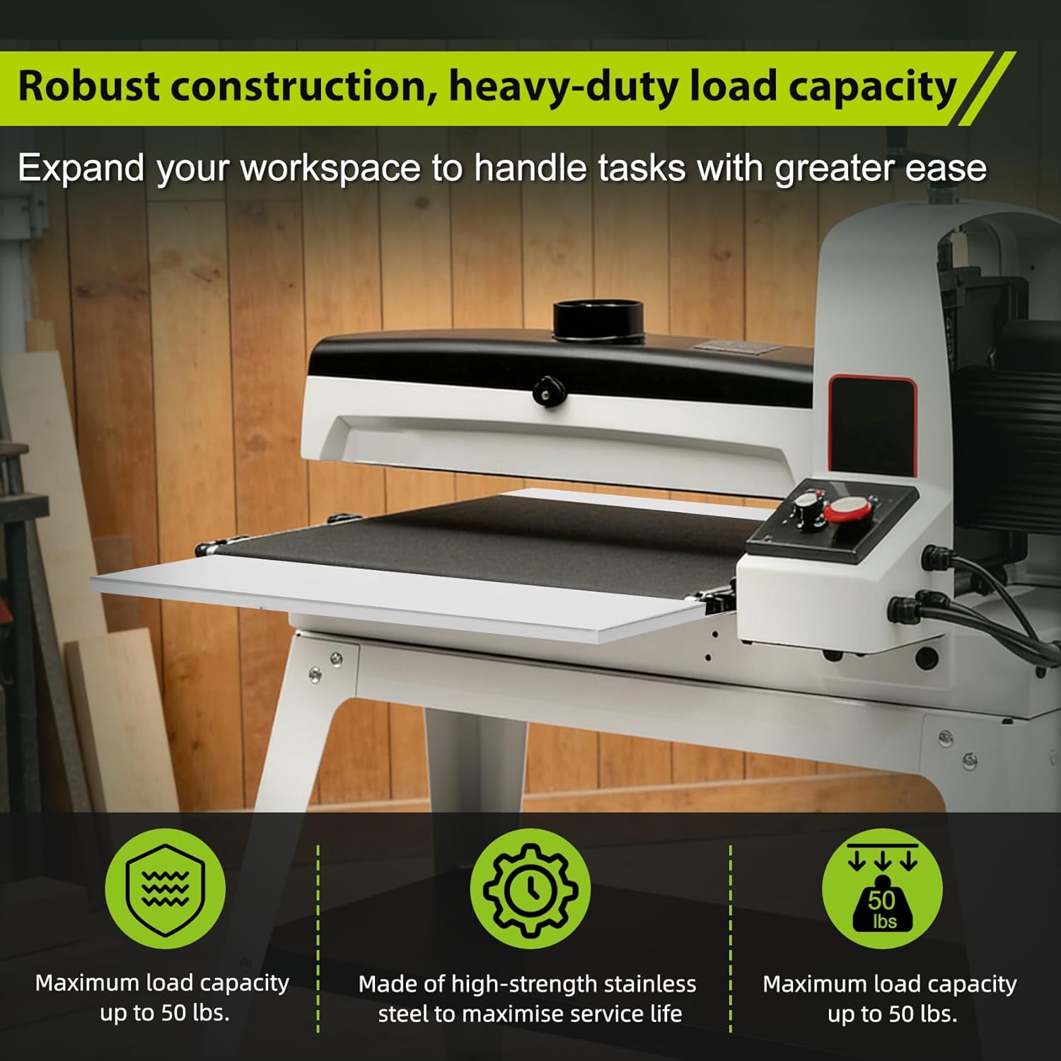 Chaoos|Folding Infeed/Outfeed Tables,drum sander infeed outfeed,22-in desktop(2 pack),For Compatible with JWDS-2244 drum sander.Effortless and efficient operation makes work a breeze