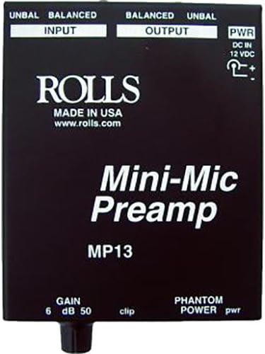 Rolls MP13 Mini Microphone Preamp with SM Series XLR M to XLR F Microphone Cable - 6'