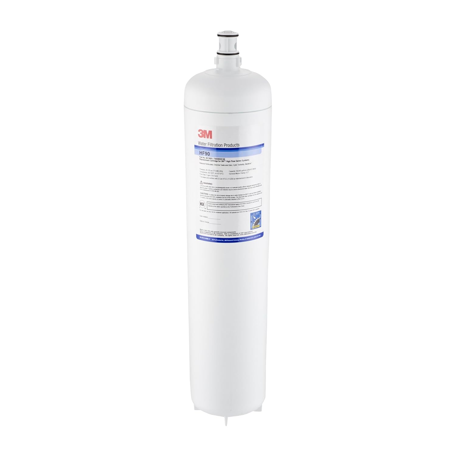 3M Water Filtration Products Filter Cartridge, Model HF90, 54000 Gallon Capacity, 5 gpm Flow Rate, 0.2 Micron