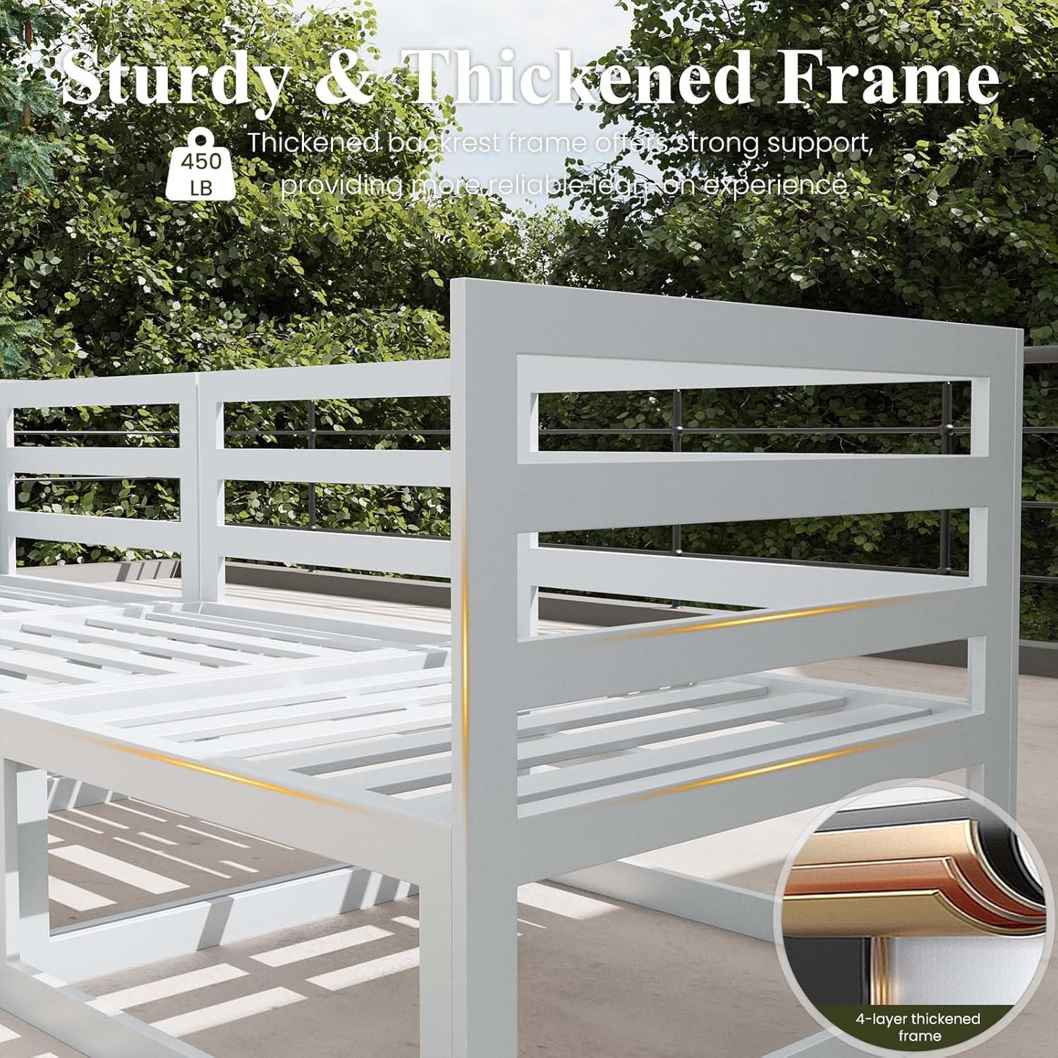 LayinSun 11 Pieces Modern Aluminum Patio Furniture Set with Fire Table, Outdoor Modular Sectional Conversation Set L-Shaped Sofa for Backyard