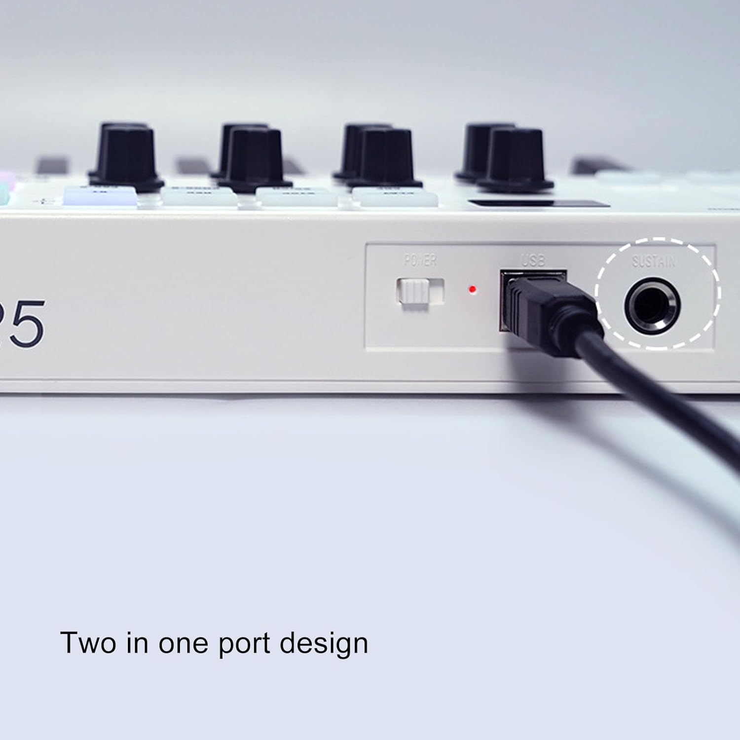 Eujgoov Portable 25 Key MIDI Keyboard Controller Dynamic Keybed Wireless USB Keyboard with Pads Knobs