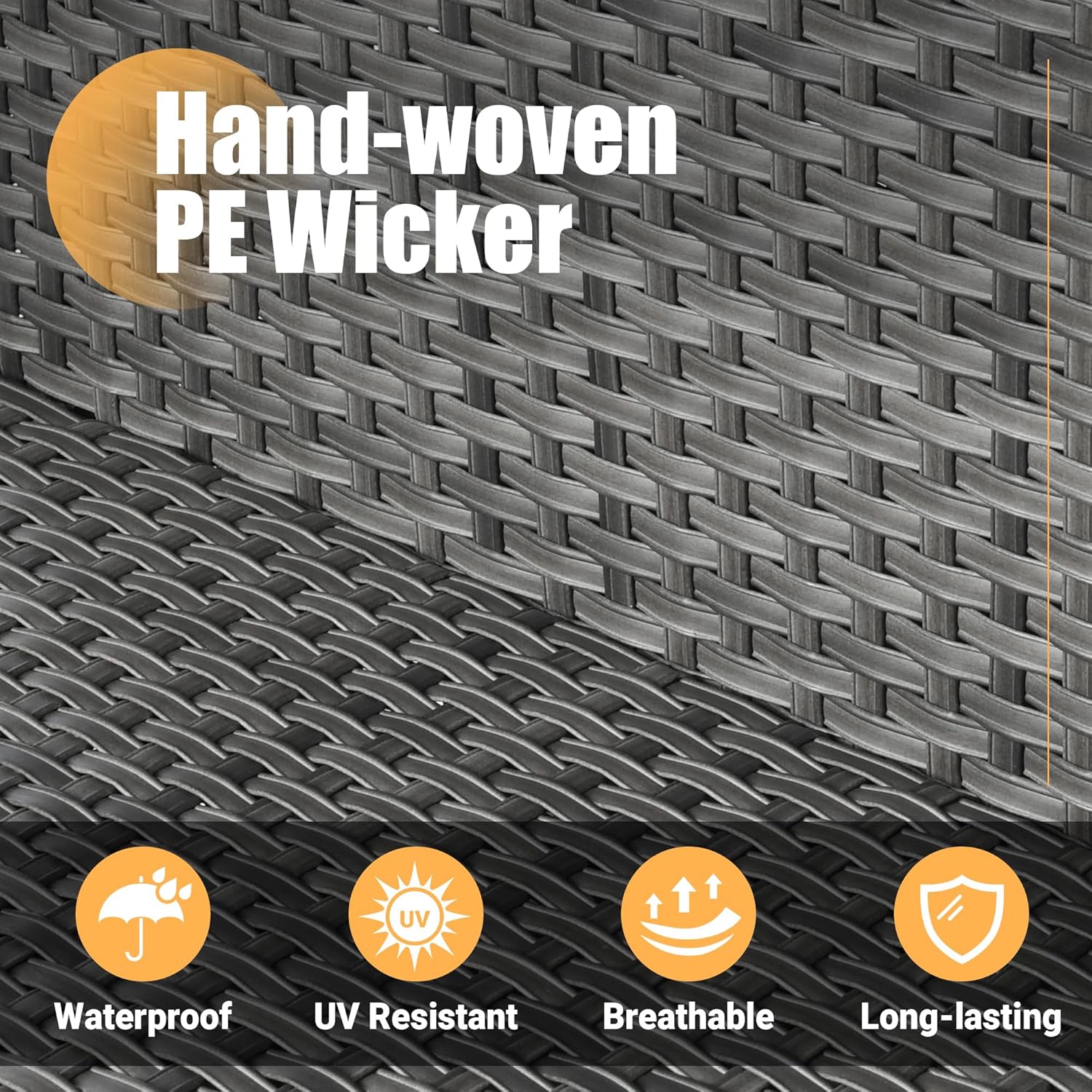 Weaxty 8 piece outdoor patio furniture set，Wicker Outdoor sectional Furniture with 42-inch Fire pit Table, Rocking Swivel Chairs, Coffee Table for Garden, Patio(Denim Blue)