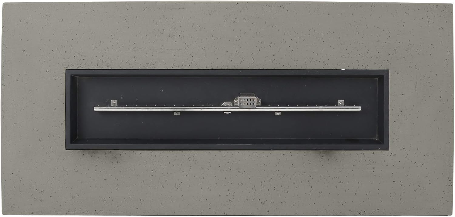 Great Deal Furniture GDFStudio Outdoor 5 Piece Wood and Wicker Chat Set with Fire Pit, Gray and Light Gray