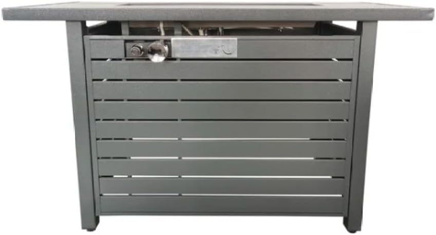 Modern Outdoor Fire Pit Table with Lid - 42 Inch Steel Propane Fire Pit with Lava Rocks for Patio Garden Backyard