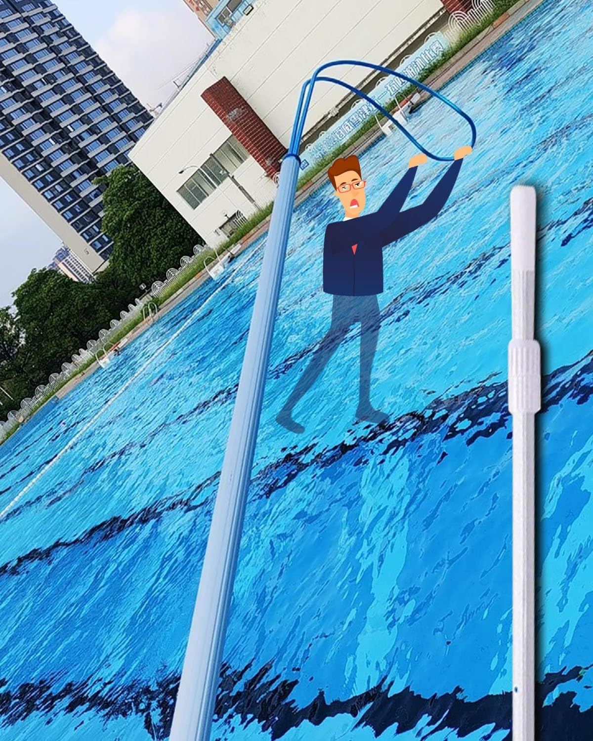 Pool Safety Hook Pool Safety Hook with Pole, 3.3ft 9.8ft 16ft Emergency Life-Saving Rescue Equipment, Marine Salvage Rods, Pulling Hooks for Drowning Swimmers(500cm(16ft) Pole+Hook)