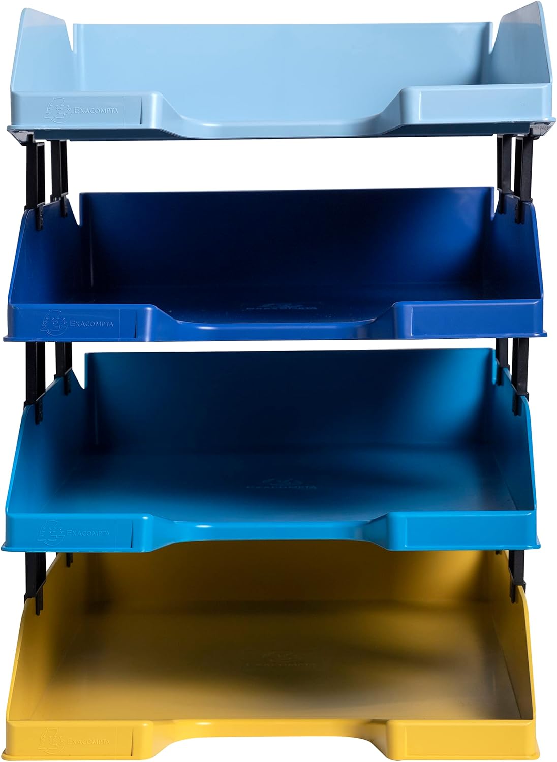 Exacompta - Ref 113202SETD - Set of 4 Combo Midi Bee Blue Letter Trays - Dimensions 34.5 x 25 x 24.5 cm - for A4+ documents - Angel Blue - Assorted Colours