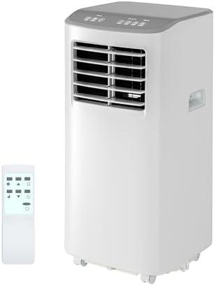 GarveeHome Portable Air Conditioner, 8000 BTU for Rooms up to 450 Sq. Ft., Remote & Auto Evaporation, Compact AC for Bedroom.
