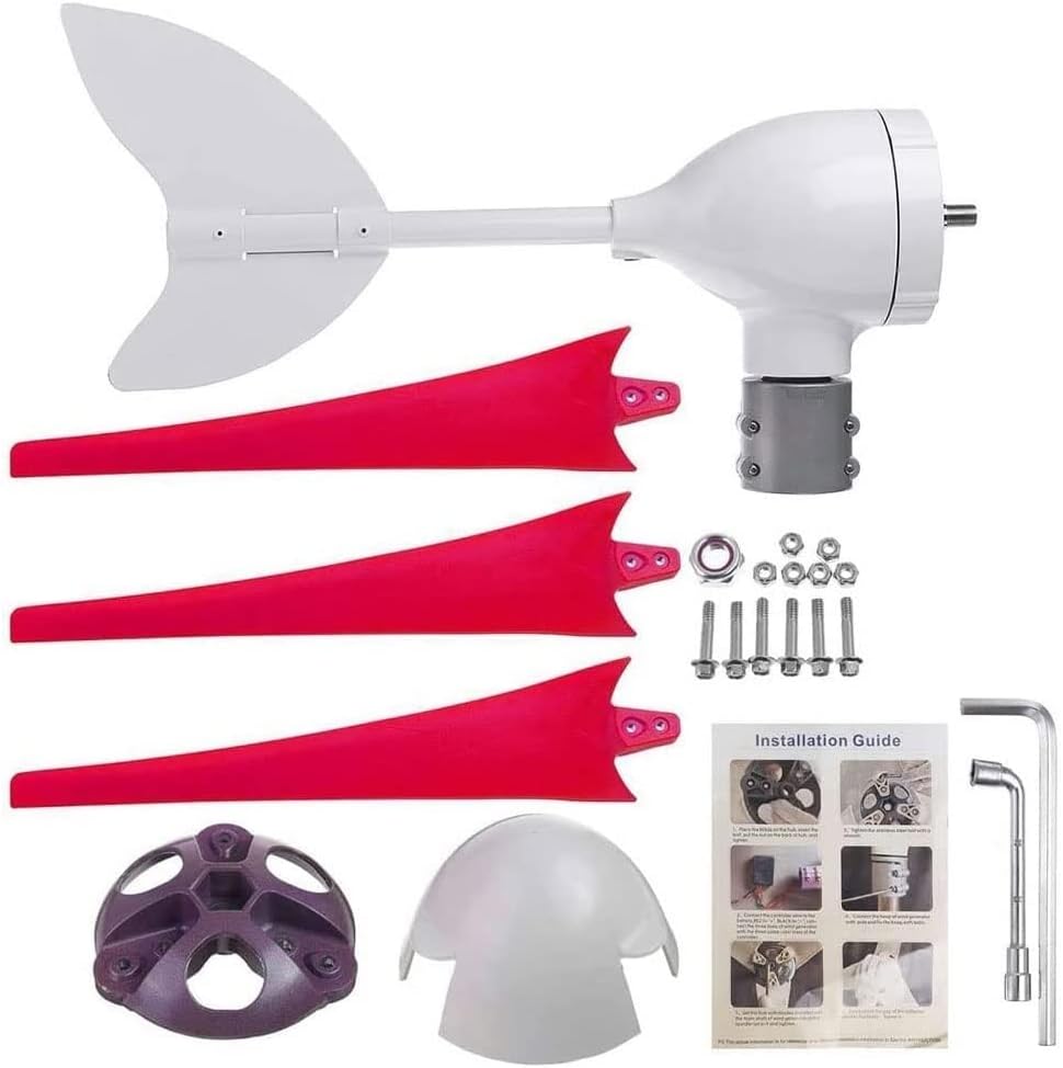 3 Blade Wind Turbine Generator 12V 24V Wind Power Generator with Charge Controller Low Wind Speed Starting Windmill Generator for Marine, RV, Home