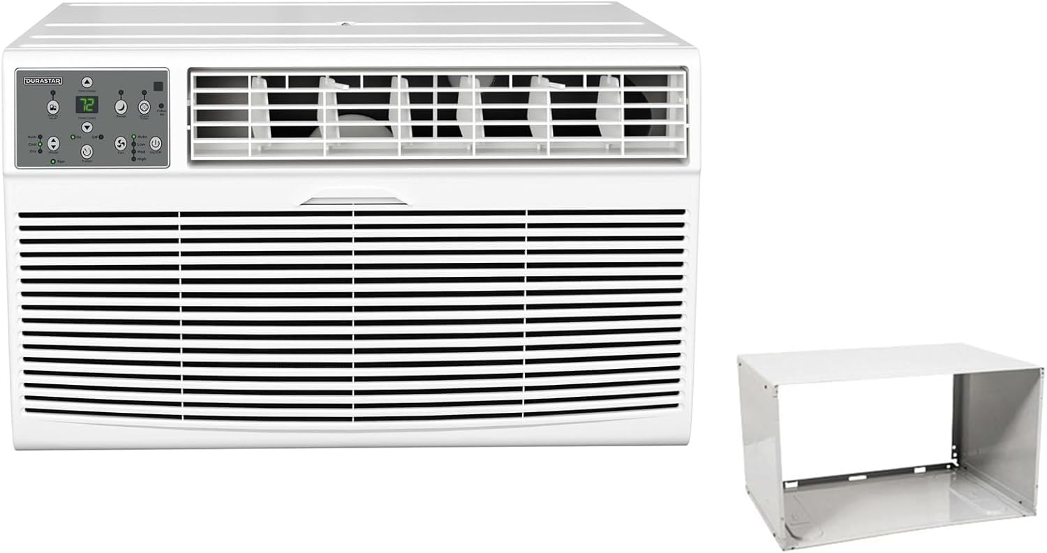 Through the Wall Air Conditioner with Supplemental Heating and Remote Control, 14,000 BTU 208 / 230V Cooling, 10600 BTU Heating, Wall Sleeve Included