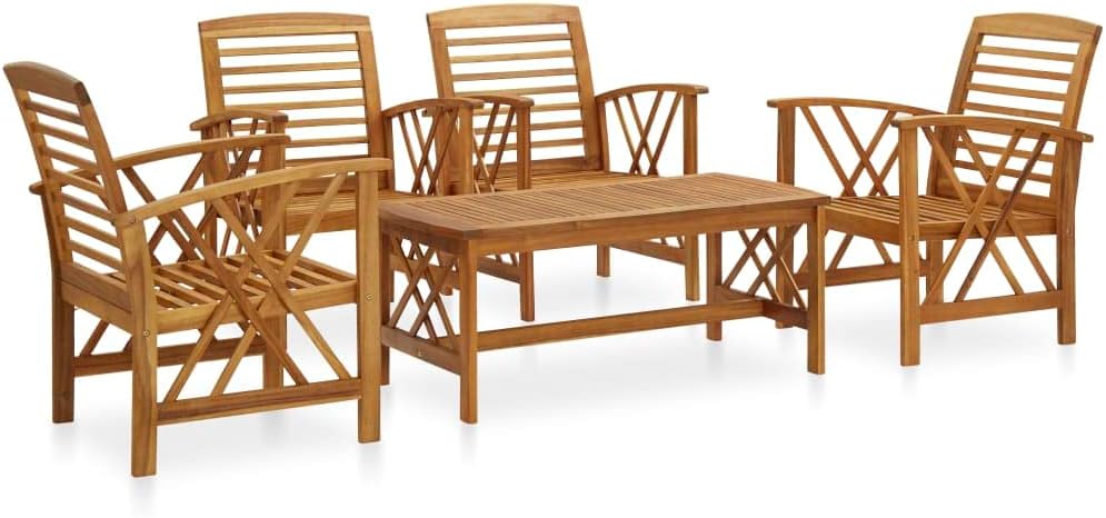 Patio Set 5 Piece Patio Lounge Set Solid Acacia Wood