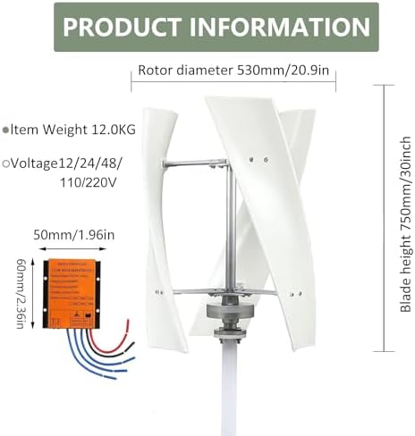 Wind Turbine Home Use Horizontal Generator Kits Blades with ControllerWind Turbine Generator Kit 12000W Portable Vertical Helix 3 Blade with Charge Controller for Marine RV Home and Industri
