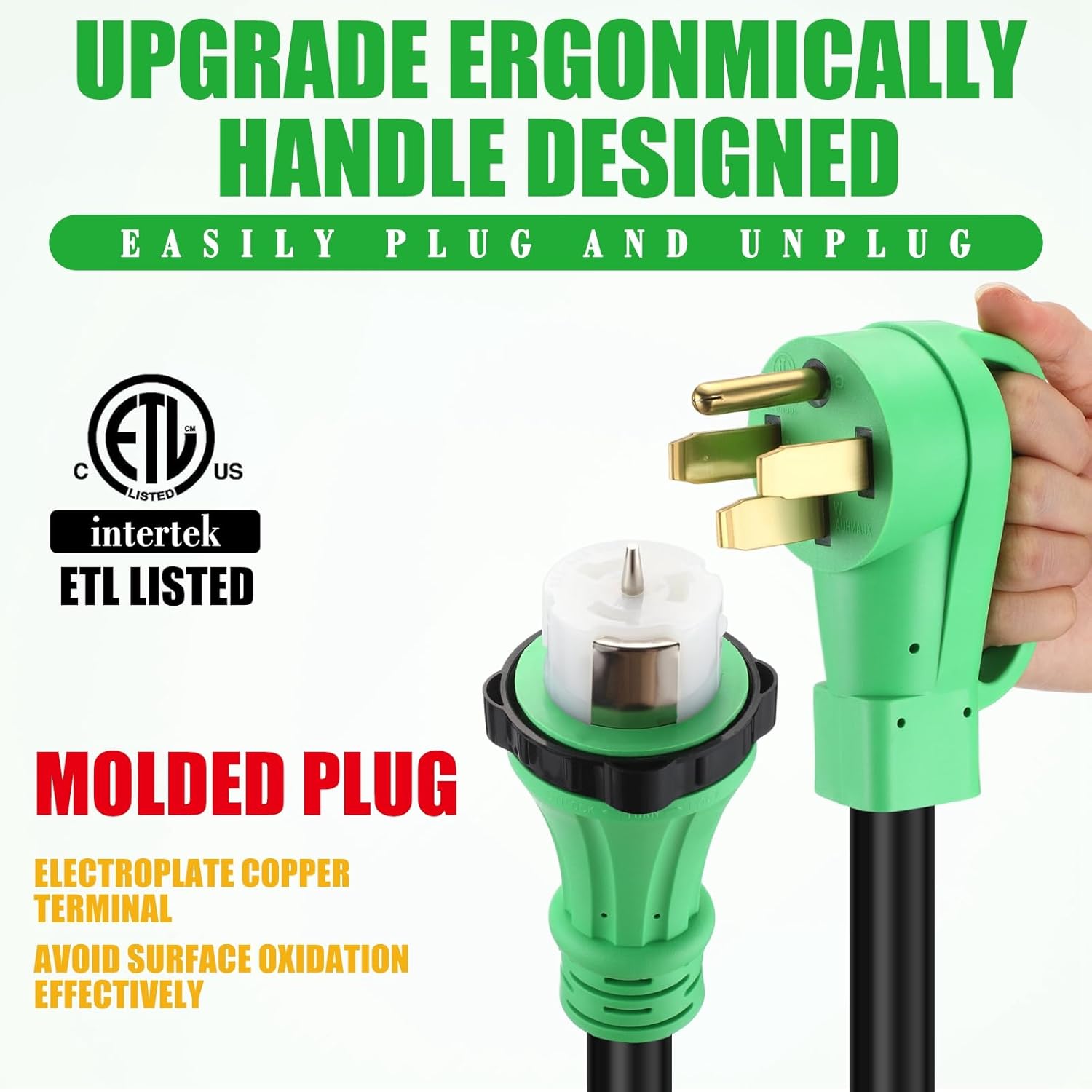 Gisafai 50 Amp 20FT Generator Cord and Pre Drilled Power Inlet Box Compatible with NEMA 14-50P to SS2-50R 125/250V Locking Connector with SS2-50P Generator Inlet Box to House, ETL Listed