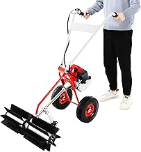 4-Stroke Gasoline Powered Lawn Sweeper, 43CC 1.7Hp Strong Power Lawn Sweeper Machine with 23in Long High-Density Brush, Artificial Turf Gas Power Sweeper for Lawn, Driveway, Snow