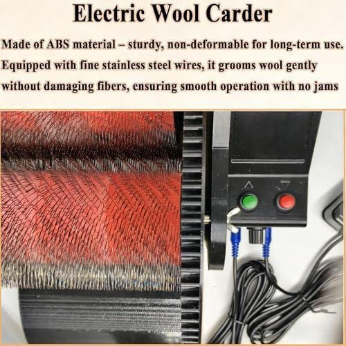 Electric Wool Drum Carding Machine with Foot Pedal, Adjustable Speed for Fast Color Mixing, for DIY Crafting, Felt Making, Combing
