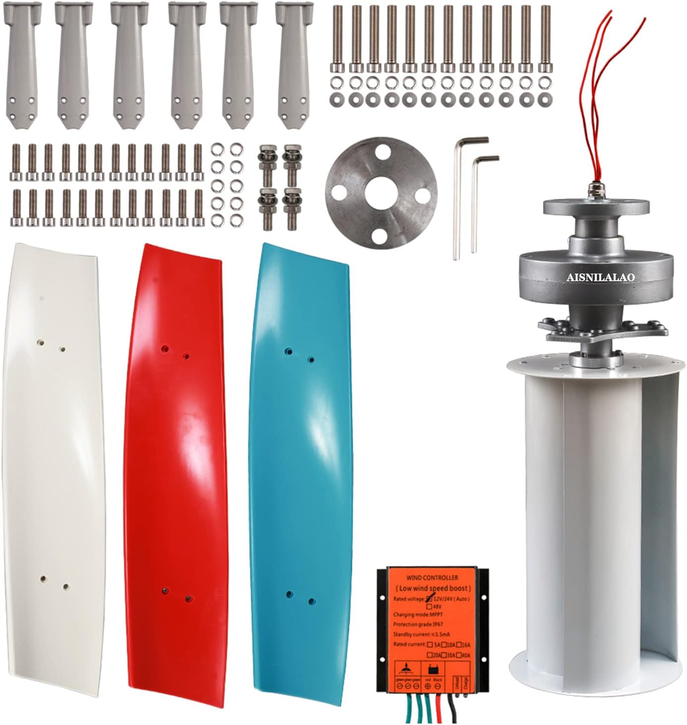 10000W 12V 24V 48V Vertical Axis Wind Turbines Generator,110V/220V Motor Kit Windmill Energy Charge Turbines for Home Camping(White)