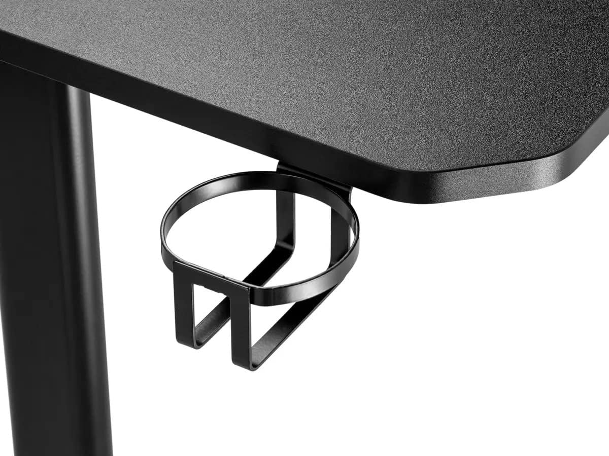 Monoprice Home Office Steel Frame Computer Desk - Black, with Solid-Core 4-Foot Desktop and Accessory Attachments, Workstation, Study Table - Workstream Collection