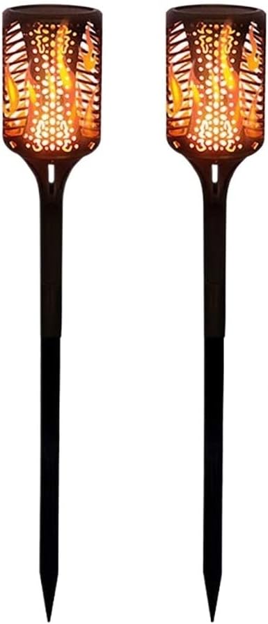 Vintage 2 Packs LED Solar Outdoor Lawn Light 99leds IP65 Waterproof Outdoor Landscape Light Ground Flood Light Dynamic Flame Garden Street Decoration Wall Lamp Street Light Deck Pa