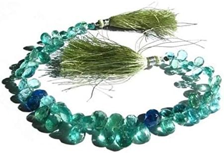13 inch natural beads strand of 7x5-10x7mm faceted pear apatite gemstone briolletes beads for DIY jewelry - necklace, bracelet, earring, ring.