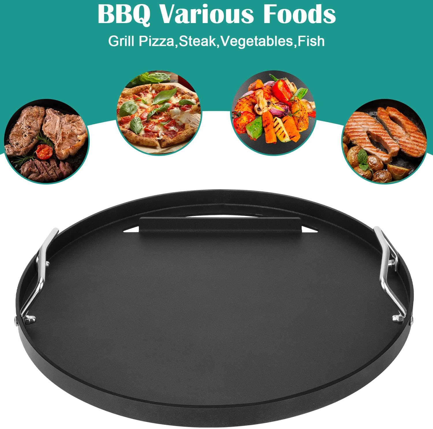 Full Size Griddle for Big Green Egg Large, Flat Top Griddle for Vision Grill VGKSS-CC2, B-11N1A1-Y2A Kamado Joe Classic, Fits Other 18 inch Kamado Charcoal Grills Accessories