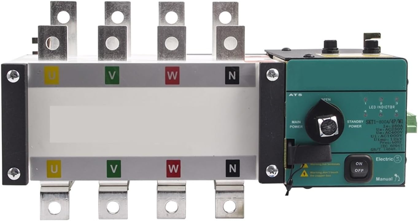 ATS 4P 1000A 800A Generator Dual Power Automatic Transfer Switch Auto Manual Control Board Circuit Breaker 1250A(1250A)