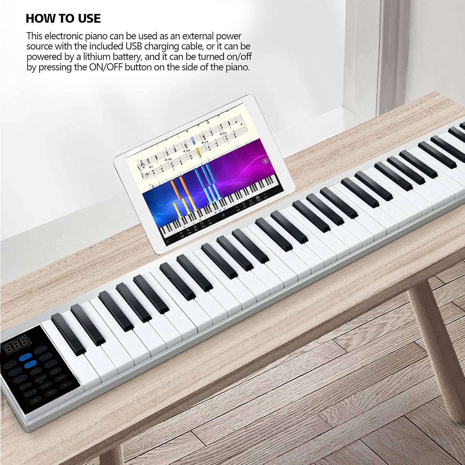 61 Key Digital Smart Piano Digital Smart Piano MIDI Keyboard Rechargeable Multifunctional Musical Instrument Kit