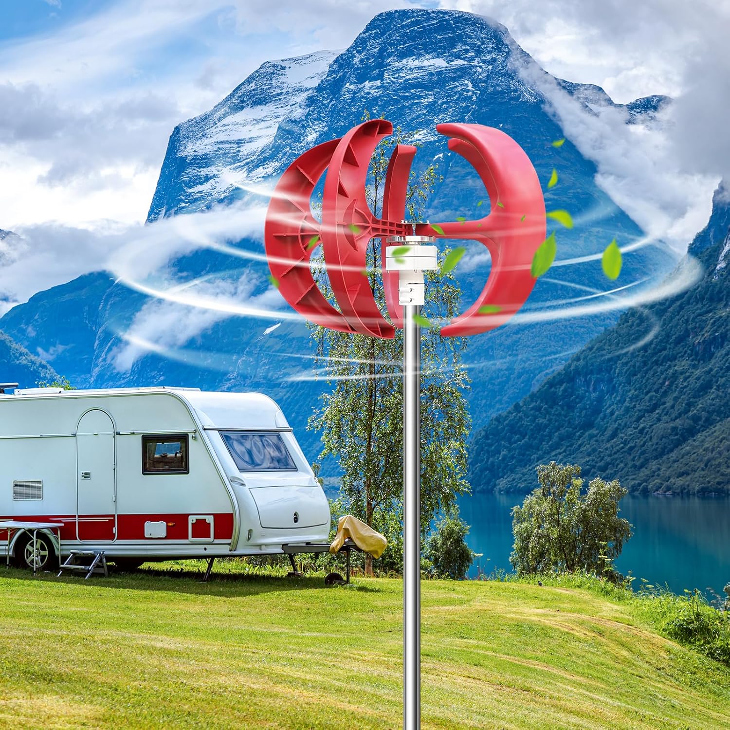 12V Wind Turbine Generator with 5-Blade Design, 3-Phase AC Permanent Magnet, Wind Turbine Kit with Controller for Hybrid Wind Solar Systems – Durable, Quiet, Easy Installation