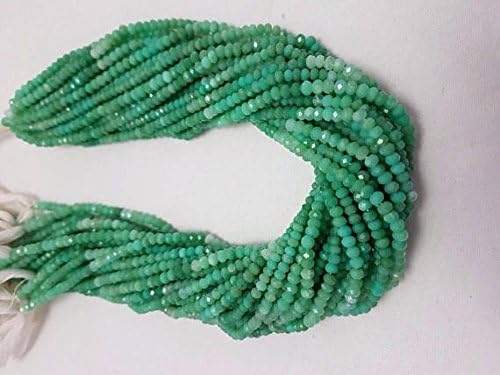 13 inch natural beads strand of 3mm faceted rondelle shaded chryosprase gemstone beads for DIY jewelry - necklace, bracelet, earring, ring.