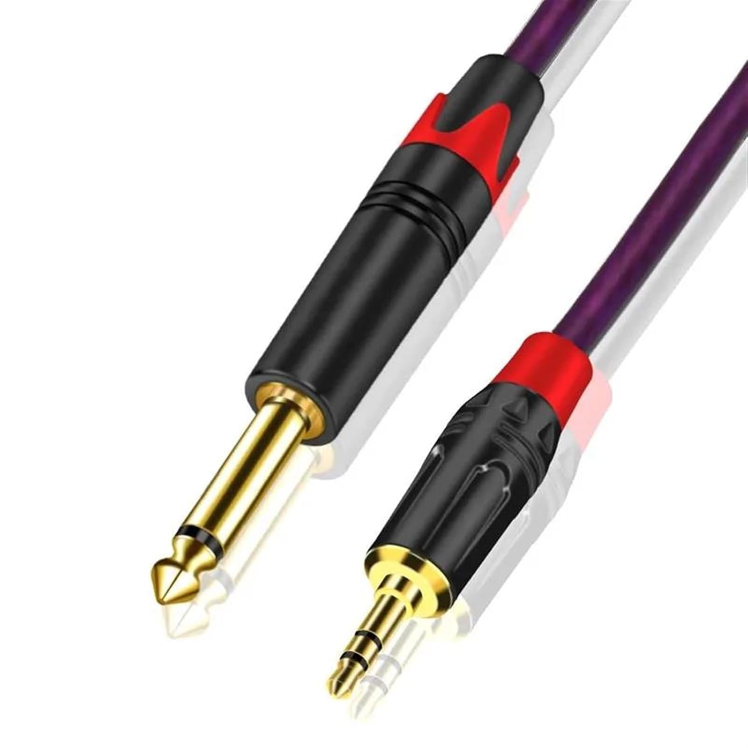 Guitar Audio Cable Longer Cable 6.5mm to 3.5mm Single Track Speaker Cable for PC Guitar DVD Mixer Phone Computer Amplifier Cable(Purple,20m)