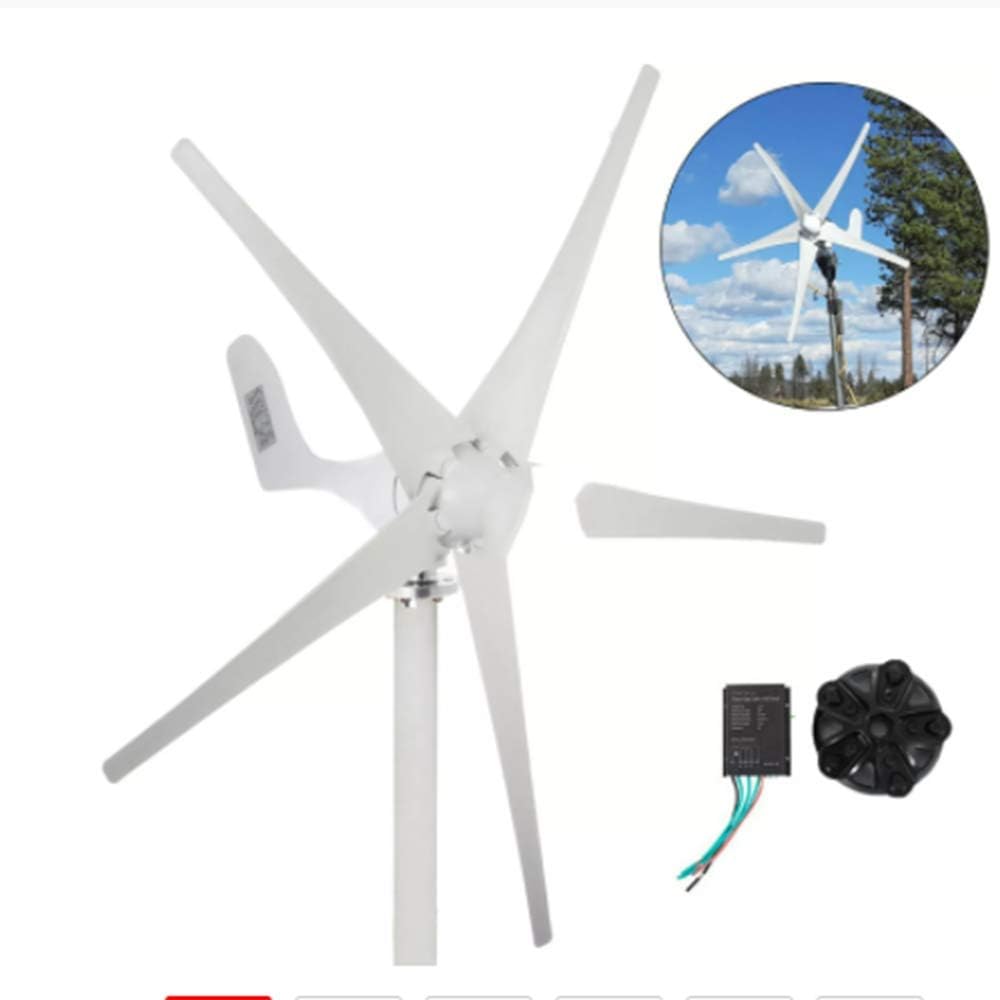 12V/24V 500W Wind Turbine Generator 5 Blades with Charge Controller Low Wind Speed Start for Windmill Home