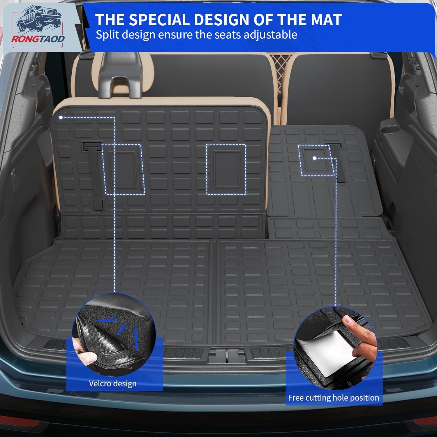 Rongtaod Floor Mats Compatible with 2024 2025 2026 Chevrolet Traverse 8 Seats (NOT for Limited) Sub Trunk Mat Lower Cargo Mat Cargo Liner Back Seat Cover Chevy Traverse Accessories (Set of 10)