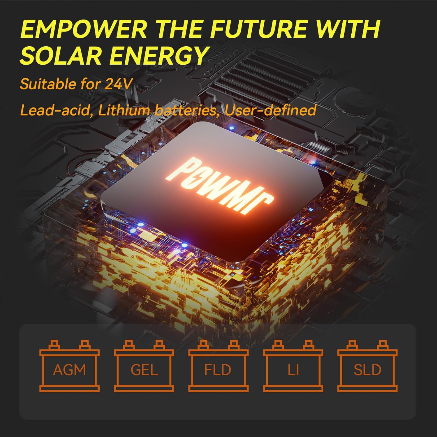 PowMr Solar Inverter 3000W 24V to 110/120V AC, Off Grid Pure Sine Wave Power Inverter Max.PV Input 4000W 450V 13A, Built-in 80A MPPT Controller, Peak Power 6000VA, for 24V Lead-Acid & Lithium Battery