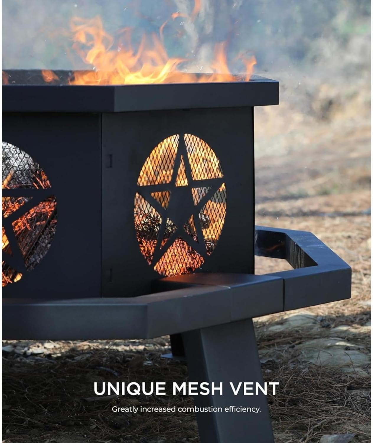 43 Inch Fire Pit, Outdoor Fire Pits with Cooking Grill, Wood Burning Fire Pits for Outside