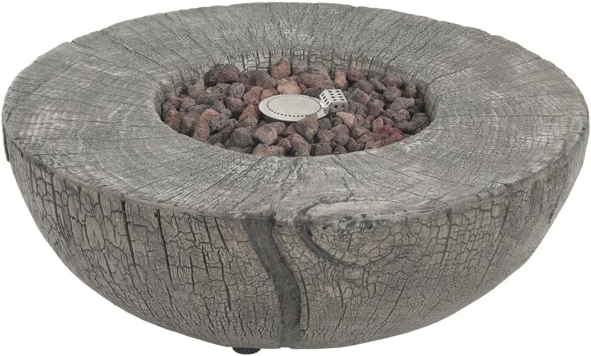 30, 000BTU Patio MGO Propane Fire Pit with Round Shape and Fire Bowl Design, Light Grey, Tank Cover Not Provided
