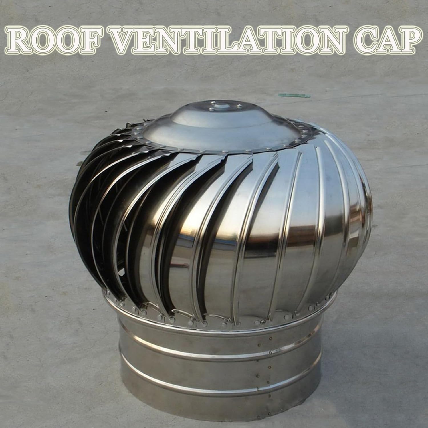Wind Turbine, Dome Ventilator, Cap Vent Round, Stainless Steel Exhaust Cap, Wind Turbines Air Vents, Internally Braced Wind Turbine, DIY Easy Vent Hookup Kit, for Ventilation and Exhaust