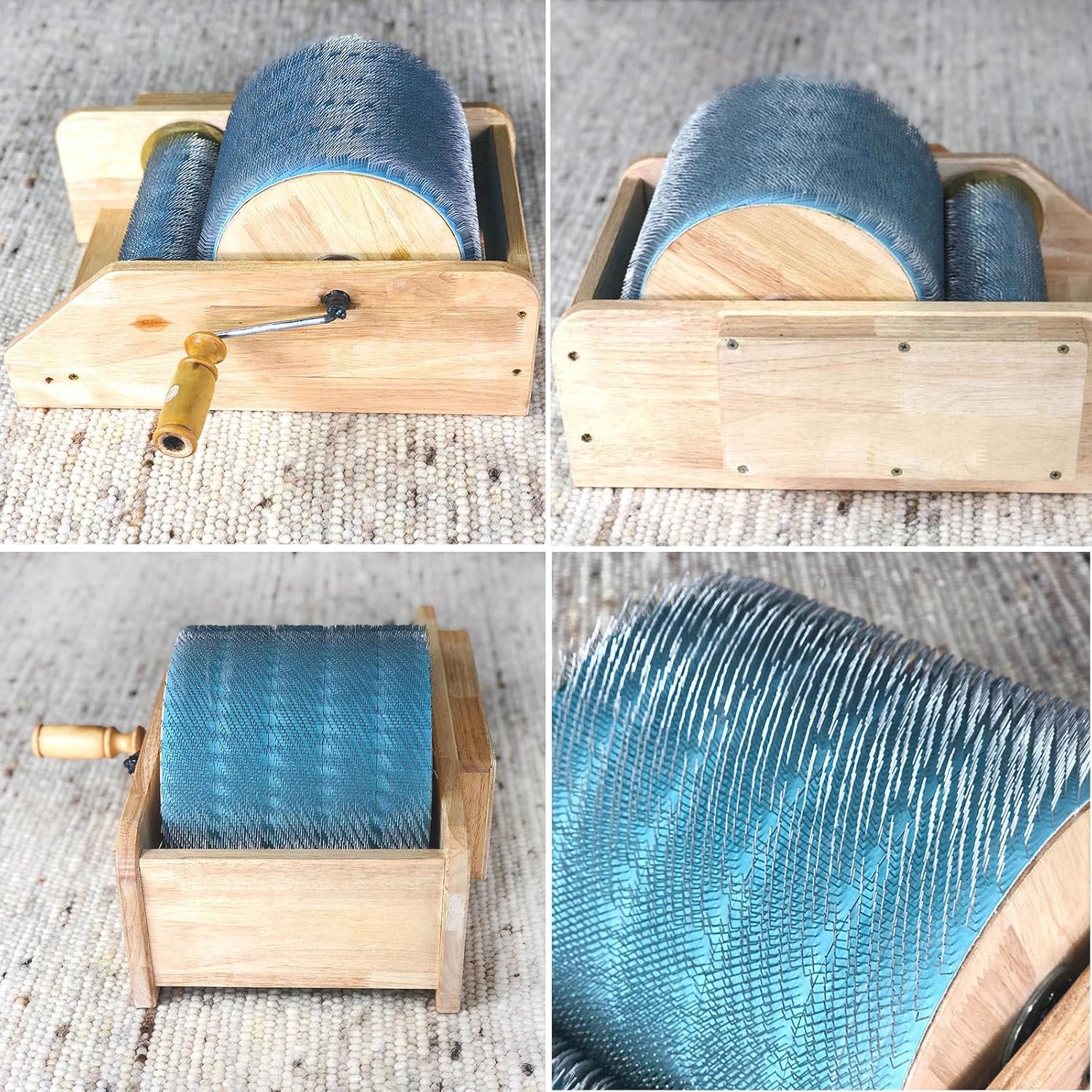 Wool Fiber Drum Carding Machine DIY Manual with Roller and Nylon Bearing Efficiently Blend Wool Cotton Linen Silk Mix Colors Quickly