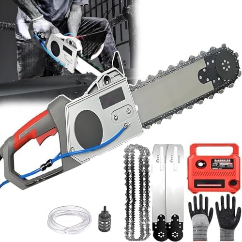 5800W/6500W Electric Chainsaw, Powerful Corded Concrete & Metal Cutter, Double Chain, Brushed Motor 0-6000RPM, Ideal for Porcelain, Stone, and Heavy-Duty Cutting
