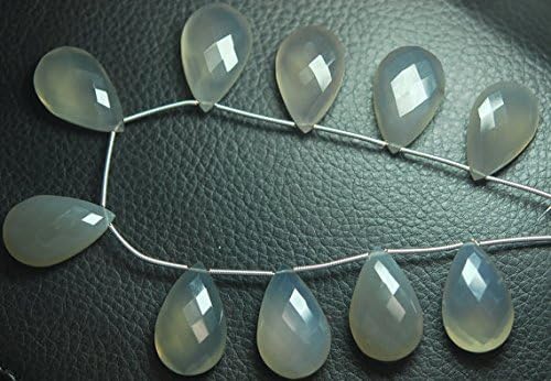 5 match pair - grey chalcedony faceted pear briolettes 16x25mm large size