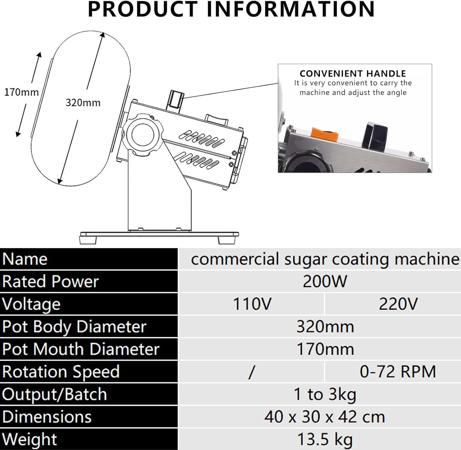 Commercial Sugar Coating Machine,1 to 3 kg/Time,Mini Desktop Chocolate Panning Equipment,320 mm Pan Body,220V