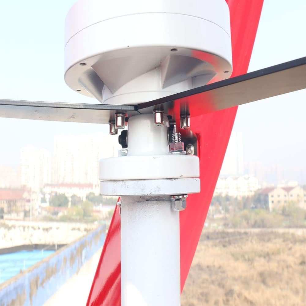 8000W Maglev Generator Wind Turbine Generator Red 3 Blades VAWT Vertical Axis Wind Turbine Kits for Off Grid Home Wind Power Hybrid System
