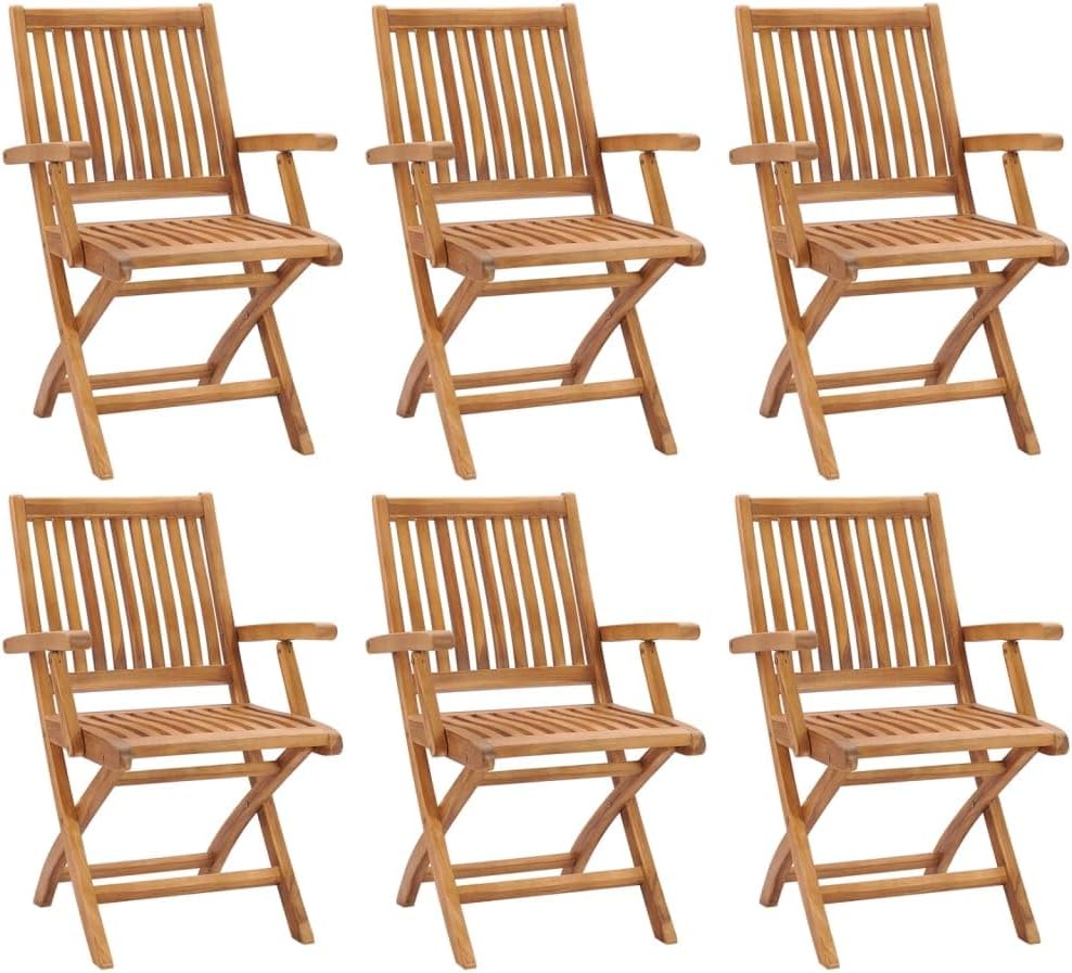 Folding Patio Chairs 6 pcs Solid Teak Wood Outdoor Furniture, Outdoor Chairs