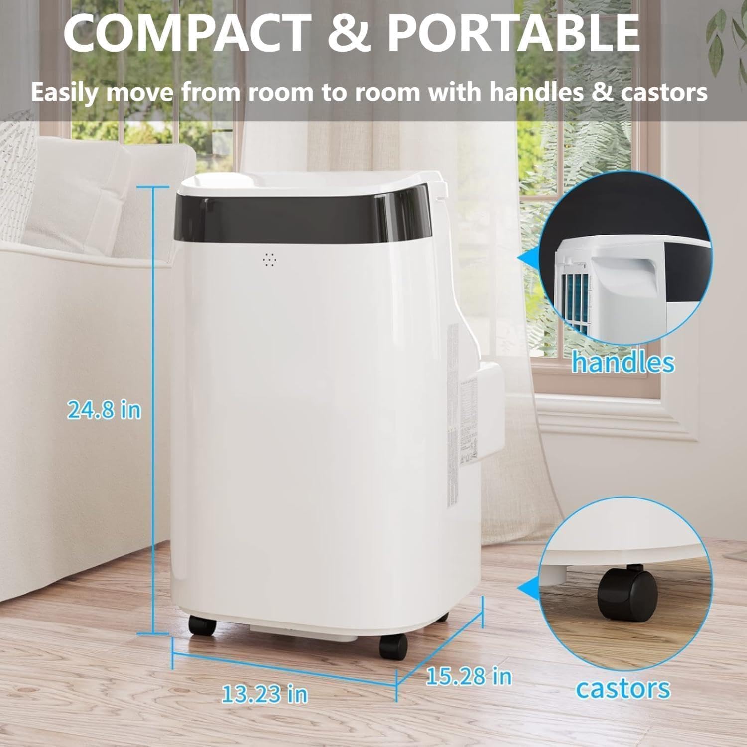 10,000 BTU Portable Air Conditioner for Rooms Up to 500 Sq. Ft, 3-in-1 AC with Dehumidifier & Fan Modes, 24H Timer & Sleep Mode, Easy-Install, Includes Remote