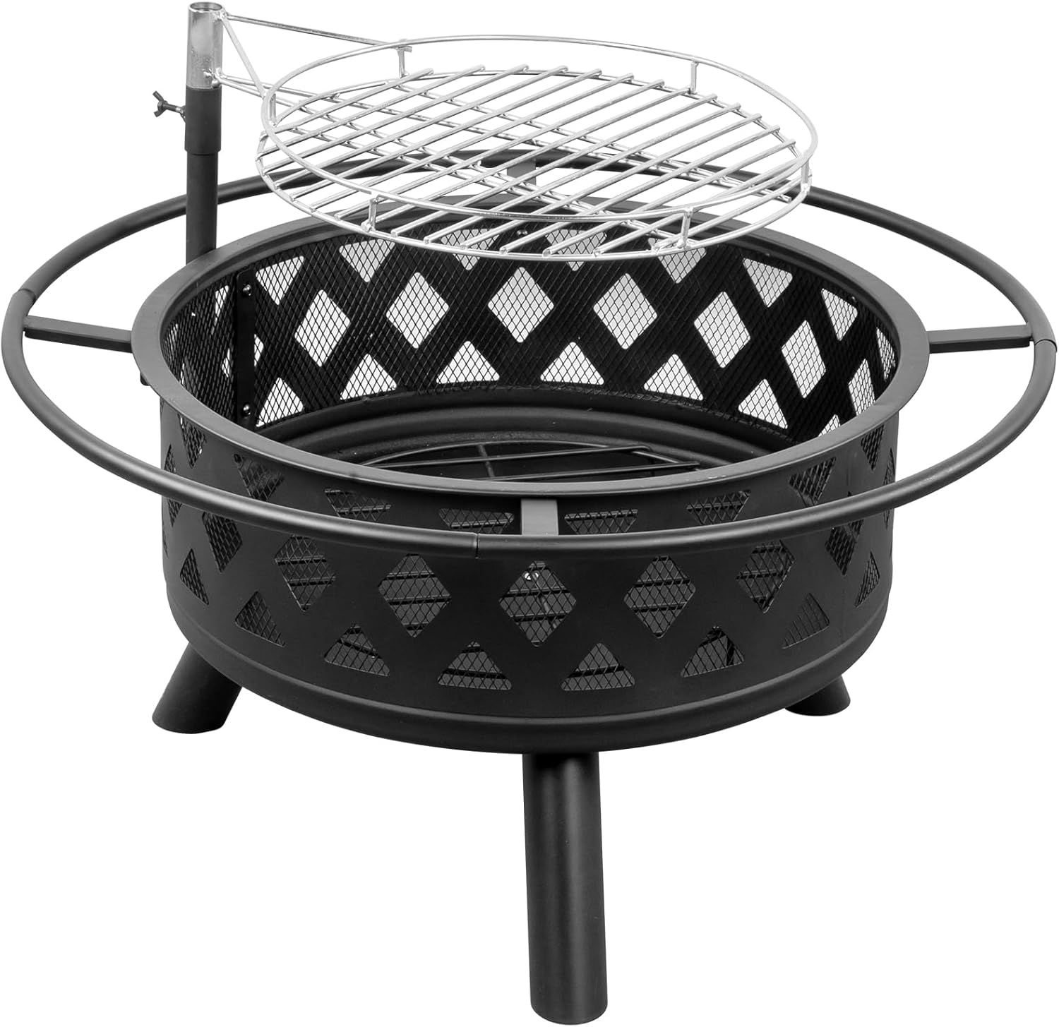Black Alloy Steel Fire Pit for Outside, 30