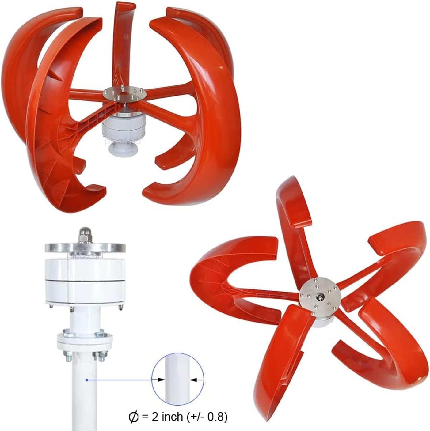 5 Blades Wind Turbine Generator with Controller 600W Vertical Axis Wind Turbine Kit 12V/24V/48V Low Wind Start Wind Turbine for Home, Camping and Boat (Color : Red B, Size : 48V)