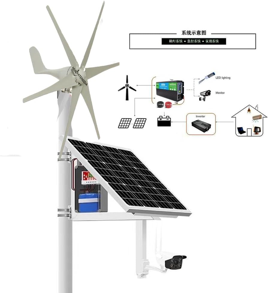 Low Noise 3000W Portable Vertical Wind Power Turbine Generator Kit, 12V-220V Free Energy Extreme Temperatures Work from -40°C to 80°C(with Controller)