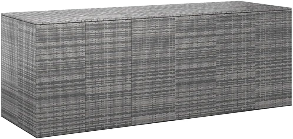 Large Outdoor Furniture Storage Box: Waterproof Patio Container for Garden, Outside, Backyard, Lawn, Weatherproof Cushions, Grey PE Rattan