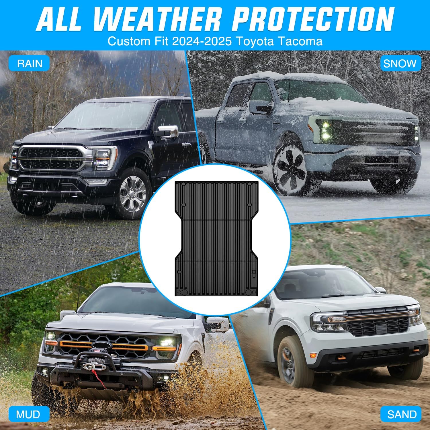 Nilight Truck Bed Mat 6 FT for 2024 2025 Toyota Tacoma, TPE Heavy-Duty Pick-up Bed Liner for Toyota Tacoma Accessories, Anti-Slip Texture, All Weather Protection