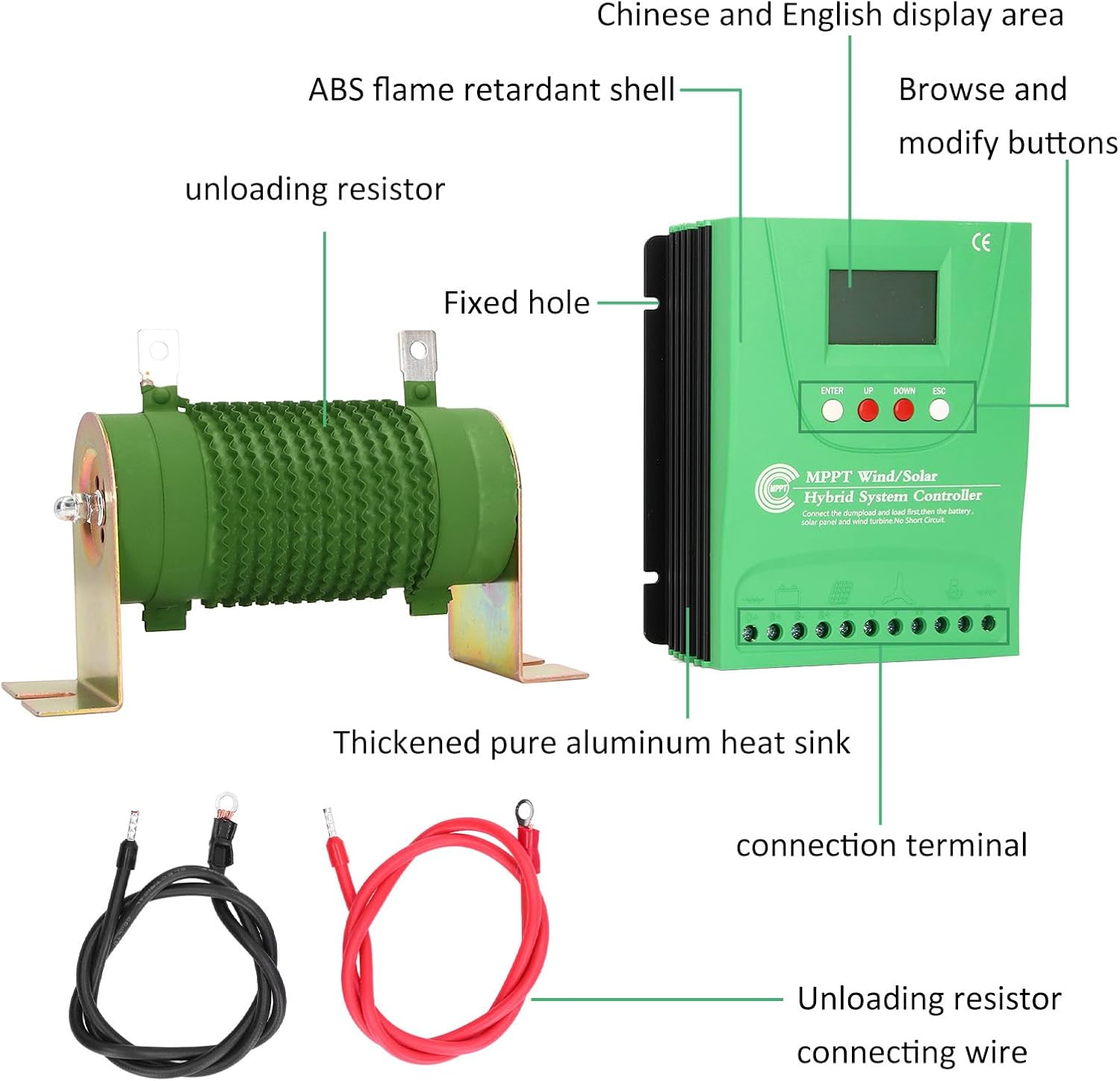 MPPT Charge Controller 12V 24V 30A Hybrid Wind Solar Regulator with LCD Display - High Efficiency Boost Charging, Dual Power Supply, Ideal for Battery and Off - Grid Use (GPI6060)